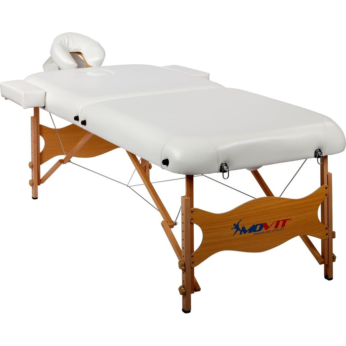 Масажний стіл MOVIT Deluxe XXL 80 см, 8 см, дерев'яний, білий, екологічний, з сумкою
