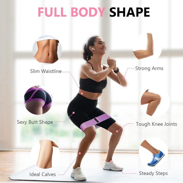 Фітнес-гумки для стегон Flintronic, набір фітнес-гумок, стрічки опору для стегон, гумки для йоги, фітнесу, силових тренувань, A-фіолетовий+рожевий+синій