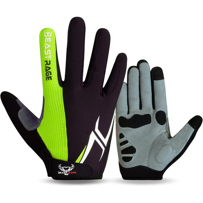 Фінгерові велоперчатки BEAST RAGE для чоловіків та жінок, з гелевою підкладкою, антиковзаючі, амортизуючі, для важкої атлетики, фітнесу, MTB, L