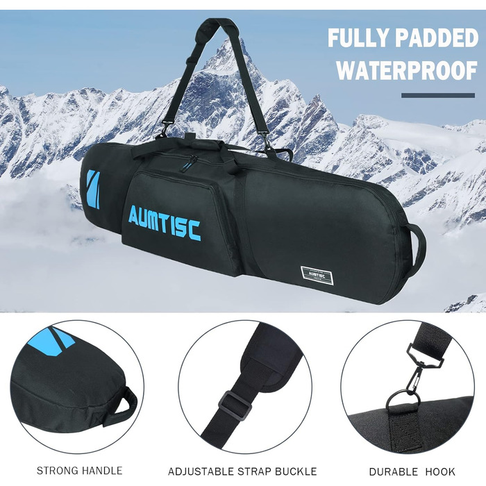 Чохол для сноуборду AUMTISC: захисний мішок для сноуборду, скі-багаж, скі-спорядження, сумка для подорожей, синій, 155 см