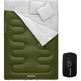 Сплячий мішок KingCamp для двох осіб, зимовий, для кемпінгу, оливковий