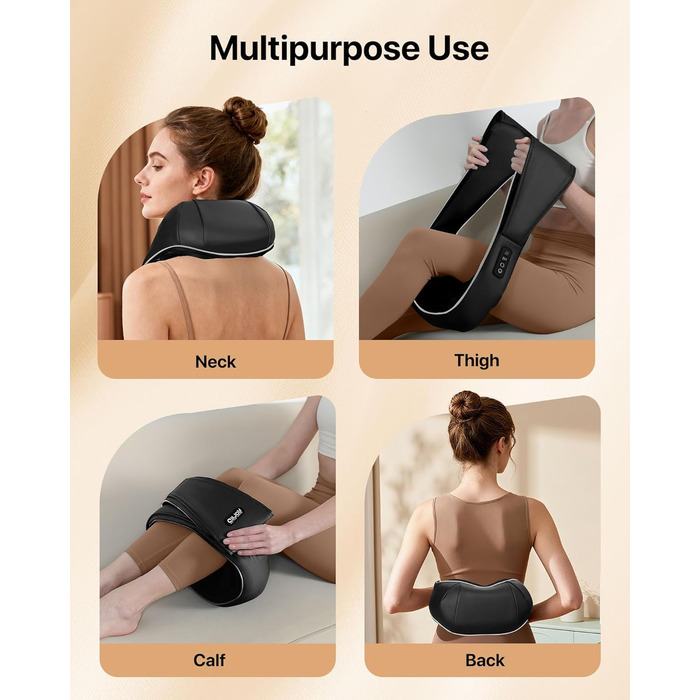 Масажер для шиї та плечей з підігрівом Shiatsu 3D - для спини, шиї, плечей. Подарунок жінці, чоловіку