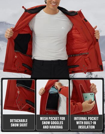 Чоловіча лижна куртка водонепроникна тепла дихаюча для сноуборду та зими з капюшоном Outdoor