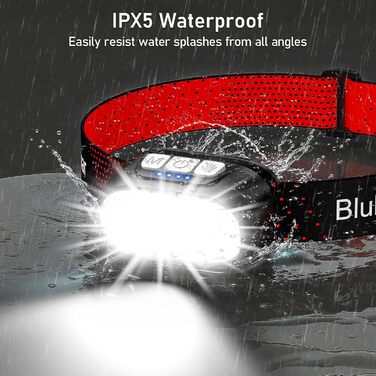 Кепка-ліхтар Blukar LED з 2 колірними температурами, перезаряджається, 2000L, надзвичайно яскрава, регульована яскравість з червоним світлом та датчиком, 12 режимів освітлення, водонепроникна, 30+ годин роботи для відключень електроенергії/кемпінгу/бігу, 