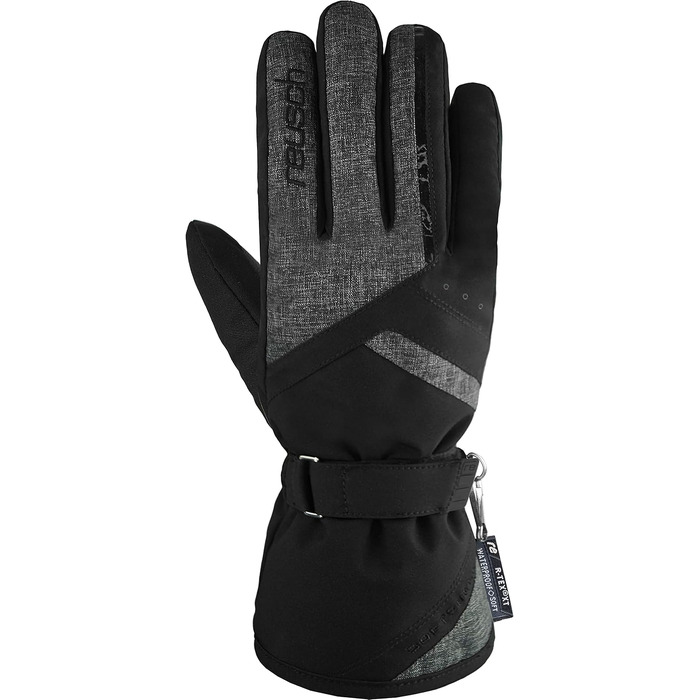 Жіночі гірськолижні рукавички Reusch Softshell, водонепроникні та теплі (чорно-сірі, розмір 7.5)