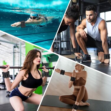 Набір обтяжувачів для ніг та рук WELSPO, 0.9 кг (по 0.45 кг), силіконові обтяжувачі для тренувань, йоги, пілатесу, чорного кольору