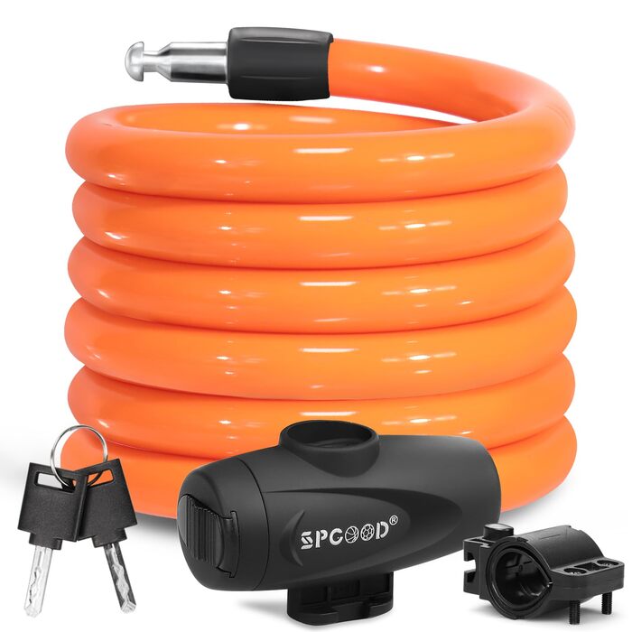 Надійне велосипедне замкове тросик 120 см, 12 мм, посилений, з 2 ключами, для велосипеда, триколісного велосипеда, мотоцикла, скутера (Помаранчевий)