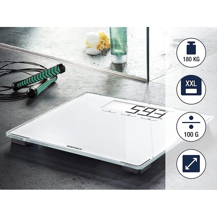 Soehnle Style Sense Multi 100 електронна вага для людей, до 180 кг, точність 100 г, з батарейками, зміна кольору при зміні ваги