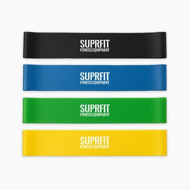 Набір гумових еспандерів Suprfit Miniband Set: 4 еспандери для фітнесу, латекс, різні рівні опору