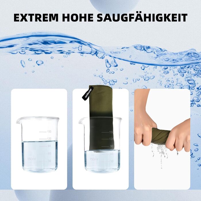 Набір рушників Damoguin 3 шт. з мікрофібри (великий 180x80 см, 2 шт. малий 80x40 см) - спортивні, пляжні, для подорожей (армійний зелений)