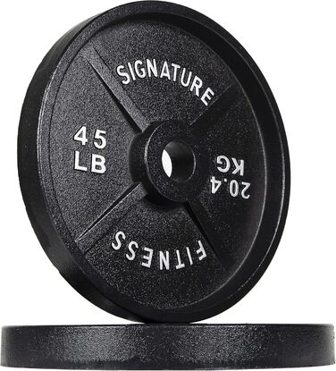 Олімпійський диск Signature Fitness, чавунний, 20,4 кг, 51 мм, з електронним покриттям