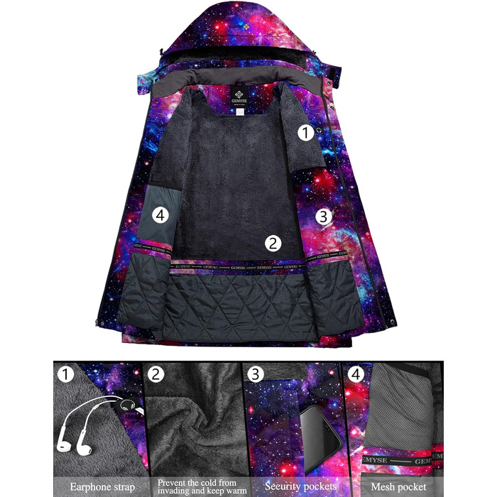 Жіноча гірськолижна куртка GEMYSE, водонепроникна, тепла, вітронепроникна, зимова, куртка-мантія, колір морської хвилі, розмір M