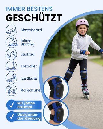Захист для колін та ліктів 99FLIPS для дітей (3-12 років) - комплект для роликів, скейтборду, самокату - XS/S/M (Ocean Blue)