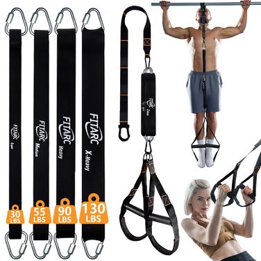 Смуги для підтягувань Fitarc: регульовані еластичні стрічки для підтягувань, 4 шт. з комфортними підставками для ніг. Багатофункціональні тренувальні стрічки для дверей