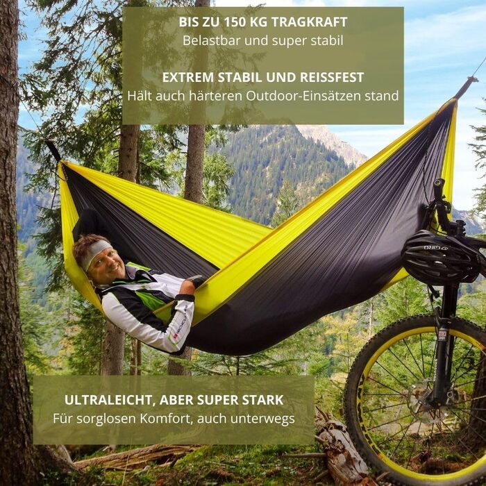 Гамак Amazonas Ultra-Light Adventure Coyote - надлегкий Kingsize 275x140 см, до 150 кг, колір: зелений (Yellowstone)