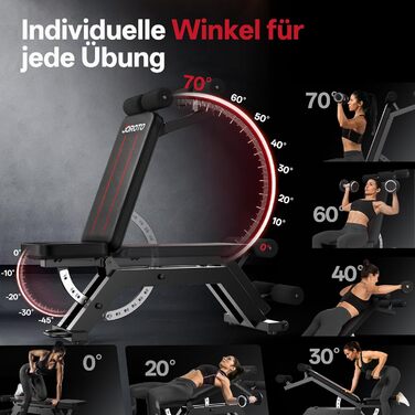 JOROTO MD70 Тренувальна лава з регулюванням, багатофункціональна лава для фітнесу, вантажопідйомність до 400 кг, 8 положень спинки та 5 положень сидіння, для комплексних тренувань