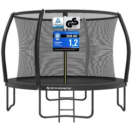 Батут SONGMICS Outdoor Ø 244/305/366/427 см, круглий для саду, з сіткою безпеки, захисним бордюром, сходами та м'якими стійками, 305 см, чорний