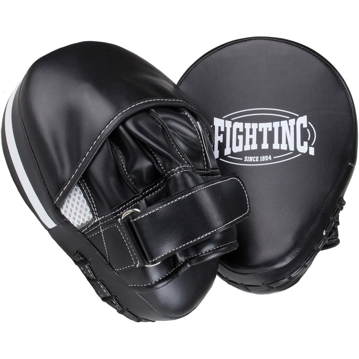 Fightinc. Пади для рук Focus Pads Pro, вигнуті, для професійного тренування з боксу, кікбоксингу, муай-тай, MMA, універсальний розмір, чорні/білі