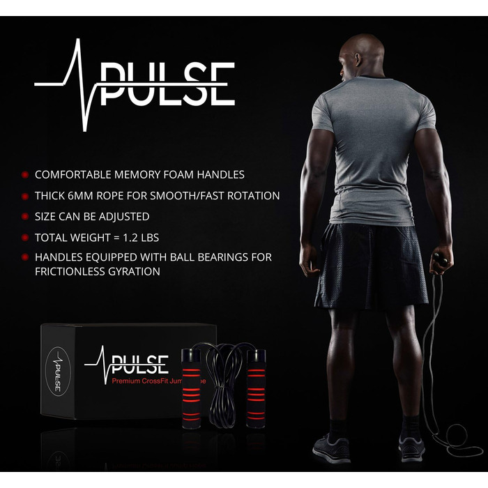 Важкий скакалка (0,5 кг) з ручками з Memory Foam та товстим тросом для швидкості, для фітнесу вдома, кардіо, боксу, MMA, кросфіту, витривалості, стрибків