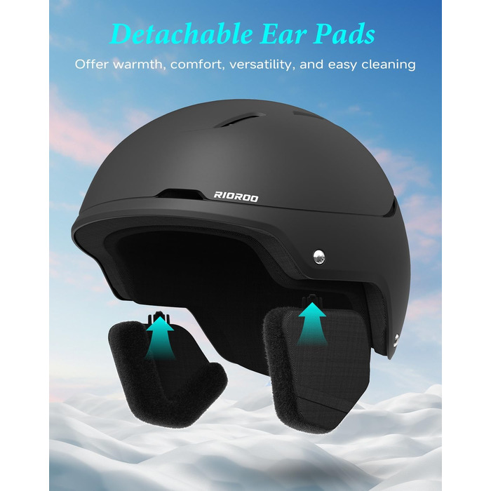 Шолом для катання на лижах та сноуборді, чорний, регульований, для чоловіків, жінок та підлітків (M)