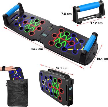 Багатофункціональна дошка для віджимань 30-в-1 з автоматичним лічильником, складаний тренажер для дому (груди, плечі, спина, трицепс) для чоловіків та жінок