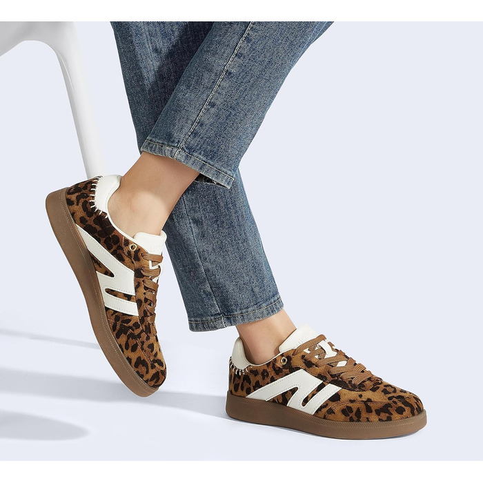 Кросівки жіночі LUCKY STEP класичні ретро, шкіра, для тенісу та скейтбордингу, з гумовою підошвою, Leopard (42 EU)