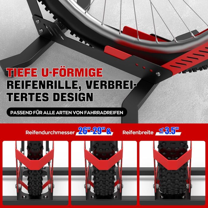 Підставка для велосипедів IMAYCC - для MTB, шосе, електровелосипедів (26-29 дюймів), чорно-червона