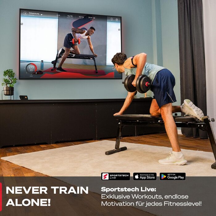 Sportstech 2-в-1 гантелі AH150: короткі та довгі гантелі, набір гантелей 20/30/40 кг, регульований набір з муштою та з'єднувач, фітнес для чоловіків та жінок