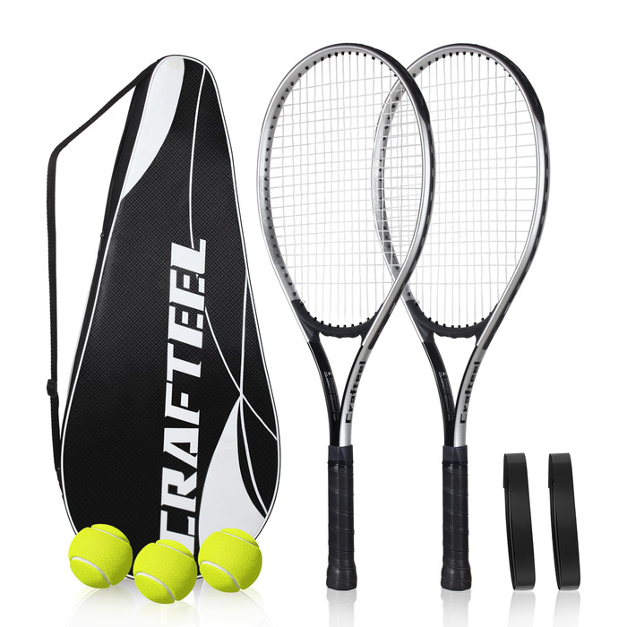 Набір тенісних ракеток 2 шт. для сім'ї та початківців, 27 дюймів, для гри на відкритому повітрі