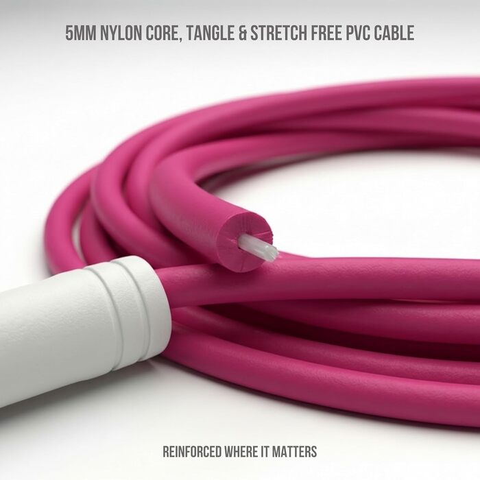 Професійний стрибковий канат Elevate Speed Rope MAX з міцного ПВХ та нейлоновим сердечником, 5 мм, до 3 метрів, рожевий