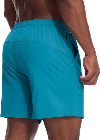 Чоловічі спортивні шорти для бігу 2-в-1, швидка сушка, короткі шорти для бігу, гімнастики, активного відпочинку, марафону, тренувань з кишенею на блискавці (S, Павіно-блакитний)