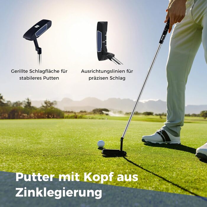 GYMAX Комплект гольф-клубу для чоловіків, повний набір гольф-клубу з драйвером #1, фейрвеєм #3, гібридом #5, залізом #5, #6, #7, #8, #9, #P, #S, паттером, 3 чохлами та переносною сумкою, блакитний