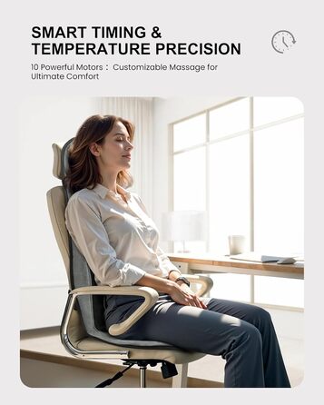 Масажний килимок Comfier з підігрівом та регульованою поперековою підтримкою, вібруючий масажний сидіння, масажер спини для зняття втоми спини, подарунок для жінок, чорно-сірий