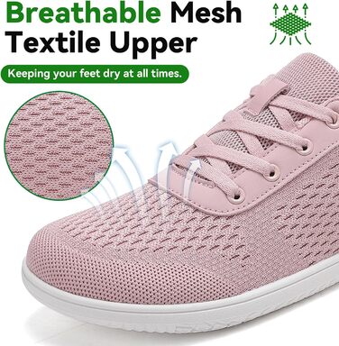 Кросівки для бігу Barfußschuhe: чоловічі та жіночі, зручні, дихаючі, з широкою передньою частиною, підошва не слизька (39 EU, Рожевий)