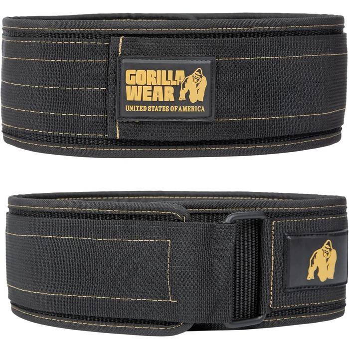 Пояс для бодібілдингу Gorilla Wear 4 дюйми, нейлоновий, чорний, унісекс, для фітнесу та тренувань