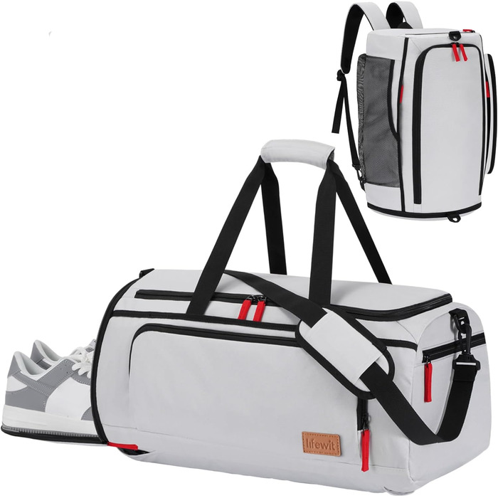 Спортивна сумка Lifewit 40L для чоловіків: рюкзак-сумка з відділенням для взуття та мокрих речей, для залу, тренувань, подорожей, (сріблясто-сірий)