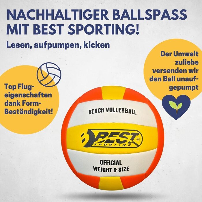 Волейбольний м'яч BEST SPORTING Heat, розмір 5: для гри на вулиці та в приміщенні, з штучної шкіри, преміум-якість, відмінний зчеплення, формастійкий та м'який
