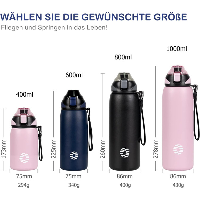 Термобутилька FJbottle з нержавіючої сталі 800 мл, герметична спортивна пляшка для води, школи та фітнесу, BPA-free, темно-синя