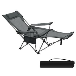 Складний стілець для кемпінгу eSituro: рибальський, пляжний з підставкою для ніг та тримачем для напоїв, сірий