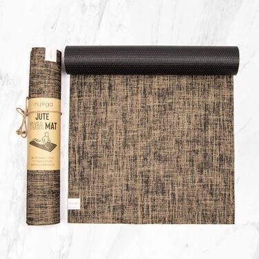 Килимок для йоги Myga Jute: антиковзкий килимок для гімнастики, пілатесу, медитації та фітнесу. З ременем для транспортування. Для дому та спортзалу, чоловічий та жіночий. Чорний аква
