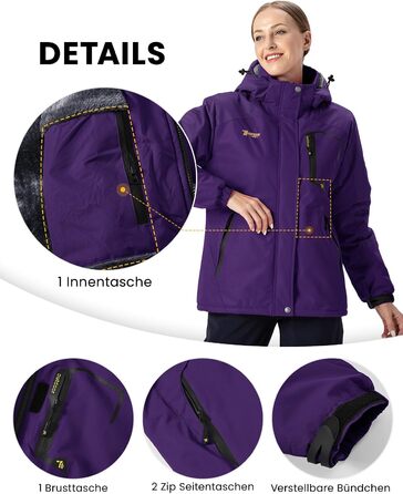 Жіноча куртка: флісова, зимова, водонепроникна, дихаюча, тепла, вітрозахисна, софтшел з капюшоном (XXL, фіолетовий)