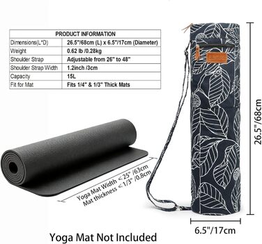 Сумка для йога-килимка Yogamatten-Tasche, синя з квітковим малюнком, унісекс, з плечовим ременем та кишенями