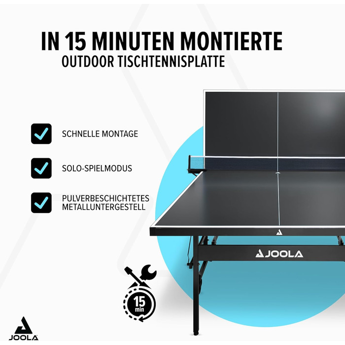 Стол для настільного тенісу JOOLA NOVA Outdoor – вологостійкий, розкладний, з регулюванням висоти та сіткою (200A)