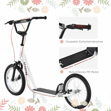 HOMCOM Дитячий самокат, Kick Scooter, Міський скутер, Самокат дитячий, Кікборд з пневматичними шинами, Ручне гальмо, Самокат дитячий, Складний | Аосом