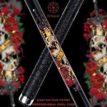 Професійний більярдний кий Collapsar CBP з чохлом, 13 мм наконечник, 147,3 см, 2-секційний, 538,6–595,3 г, 19 ounce, комплект