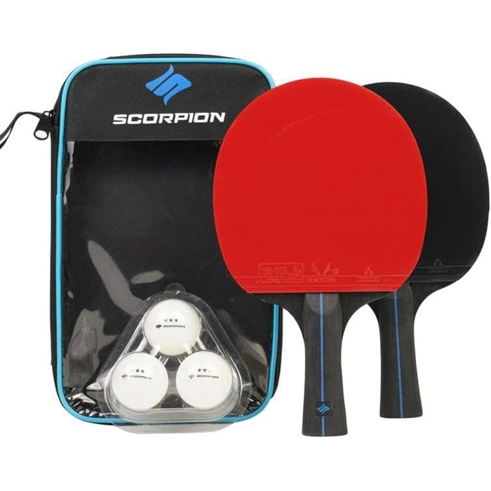 Набір для пінг-понгу Scorpion: 2 або 4 ракетки, м'ячі, кейс. Професійний, 5-шаровий дерев'яний блат, для гри в приміщенні та на вулиці