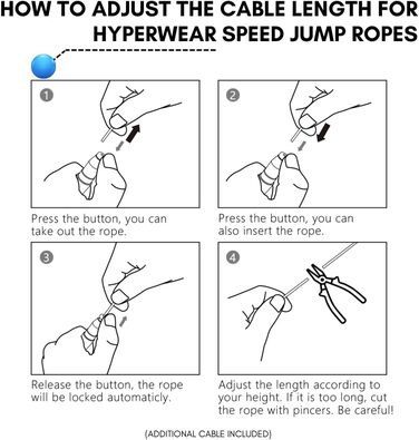 Скакалка Hyperwear Adjustable Speed з запатентованою системою блокування, алюмінієвими ручками з силіконовим покриттям та додатковим тросом для CrossFit, боксу та фітнесу