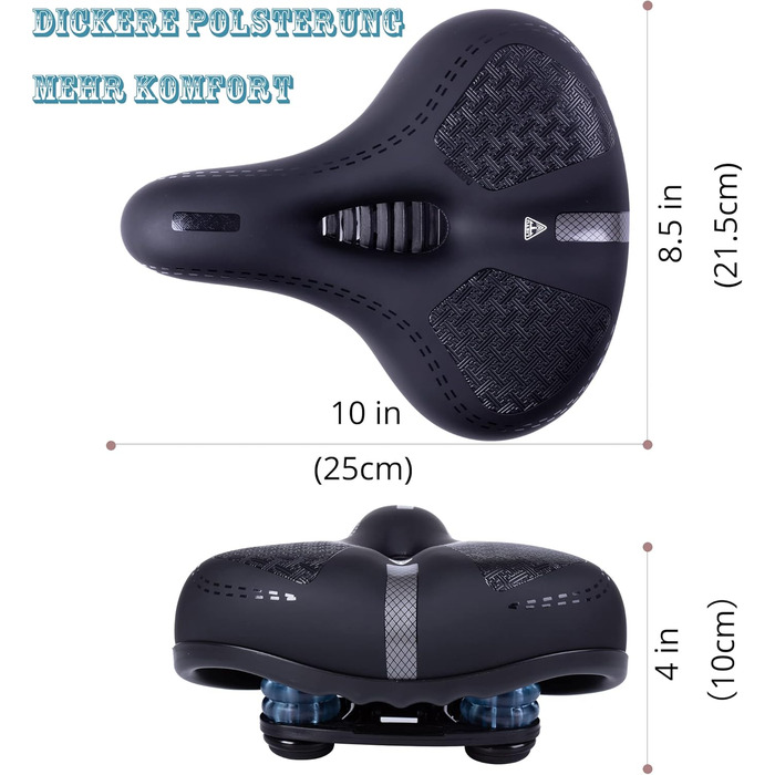 Зручний велосипедний сідло великого розміру з регулятором дощу та світловідбиваючими смугами для чоловіків/жінок, з амортизатором, сумісний з більшістю велосипедів