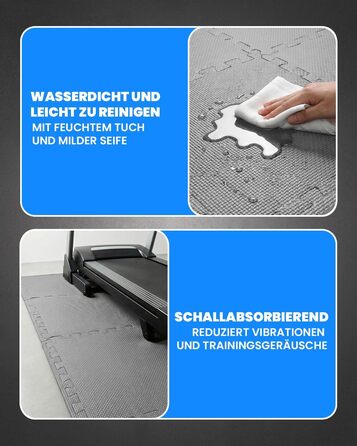 Набір захисних пазл-килимчиків для підлоги unycos (12/20/28 шт), 30x30x1 см, протиковзні мати для тренажерного залу, фітнесу та йоги, водонепроникні, сірі