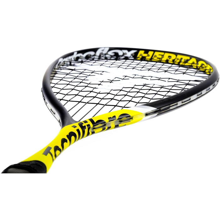Сквош ракетка Tecnifibre Carboflex 125 Heritage 2 (2021) для дорослих, чорна/жовта, зі струнами та чохлом